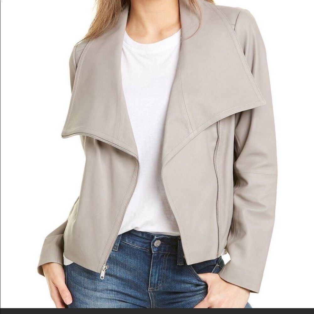 Sam Edelman Leather Drape Front Bomber  Women Jacket